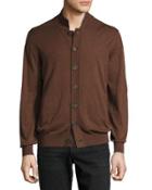 High-neck Button-front Cardigan