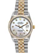 Pre-owned 34mm Oyster Perpetual Datejust Jubilee Watch With Diamonds, Gold/steel