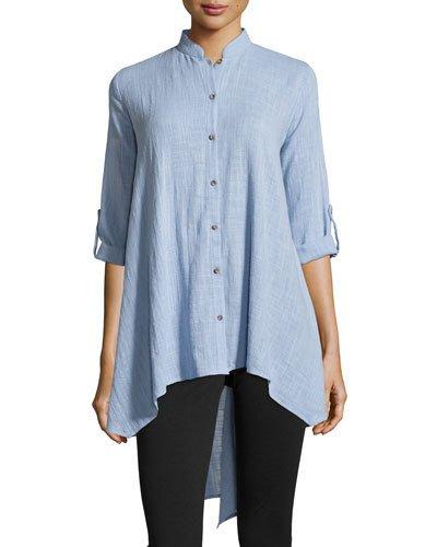 Terese Gauze Tab-sleeve Tunic, Chambray