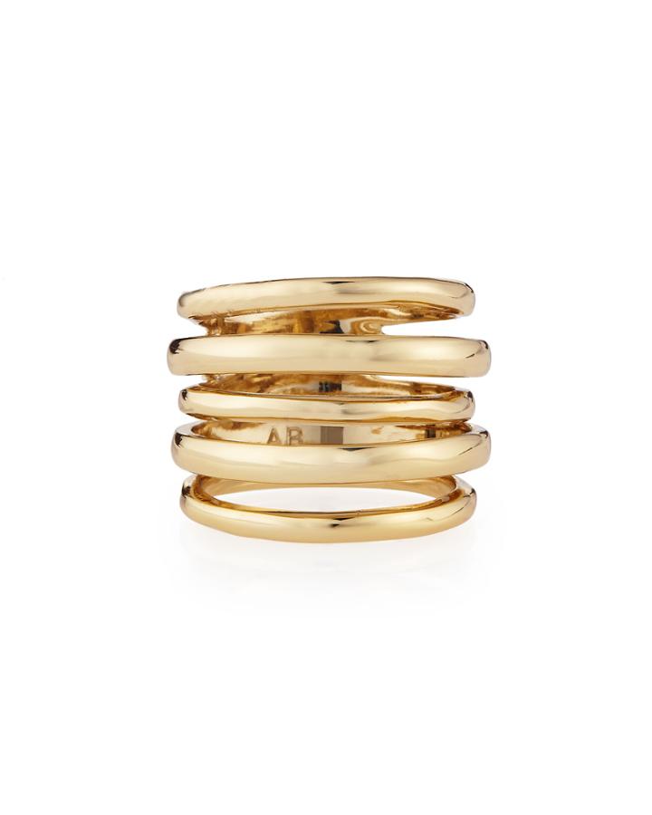 Alexis Bittar Miss Havisham Kinetic Golden Layered Ring, Women's, Size: