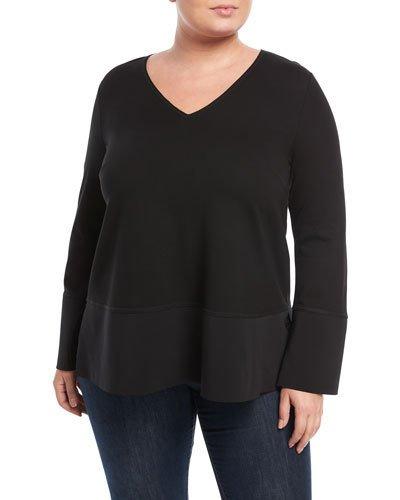 Polished Tech-trim V-neck Top