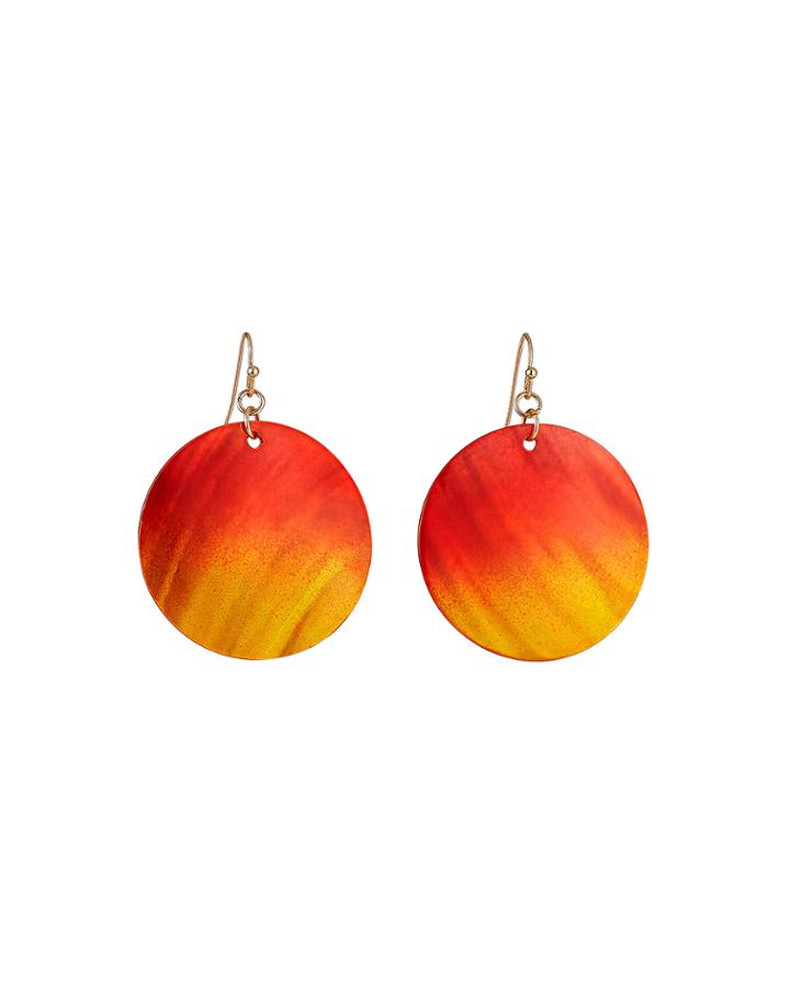 Orange Mother-of-pearl Drop Earrings
