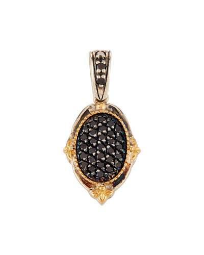 Asteri Petite Pave Black Diamond Oval Pendant