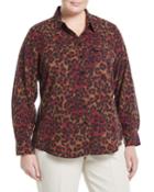 Animal Print Georgette Button-front Blouse,