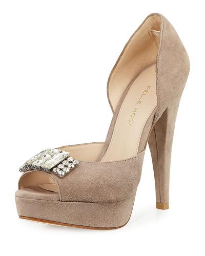 Vaughn Crystal Suede Open-toe Pump