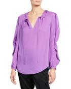 Silk Ruffle-trim Blouse