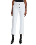 Max High-rise Button-front Jeans With Frayed Hem