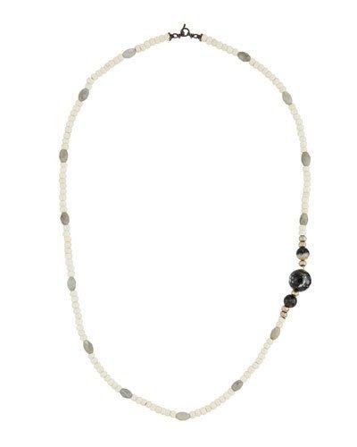 Long Bone, Agate, Copper & Labradorite Beaded Necklace
