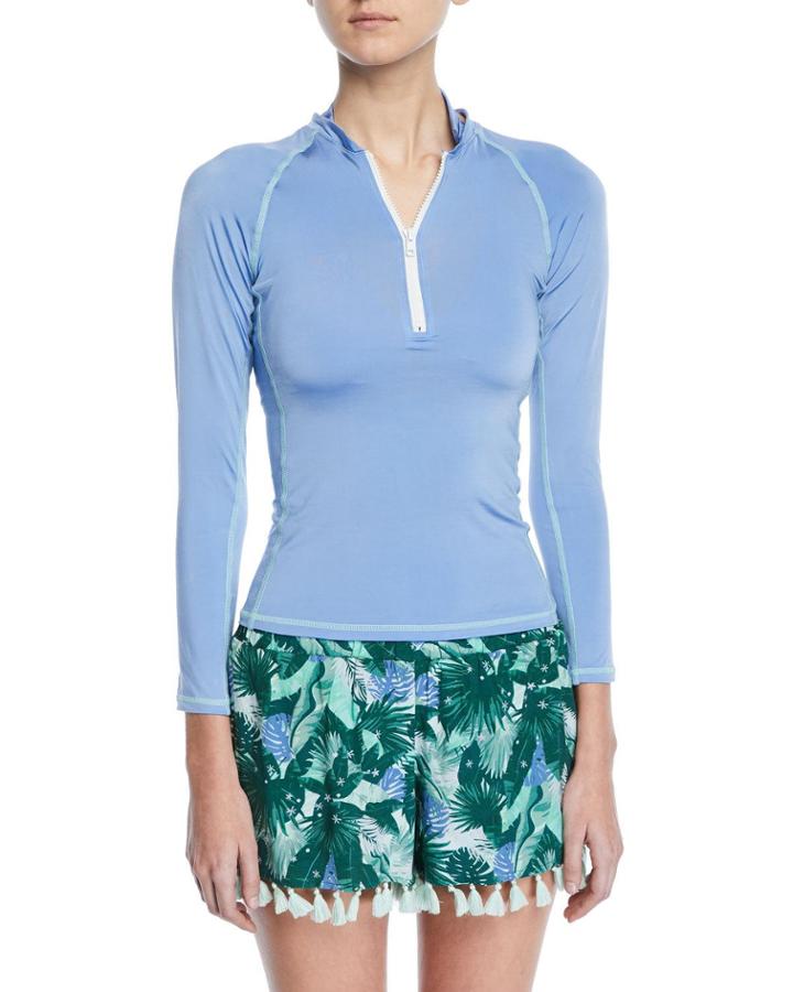 Tropical-print Swim Shorts W/ Tassel Trim