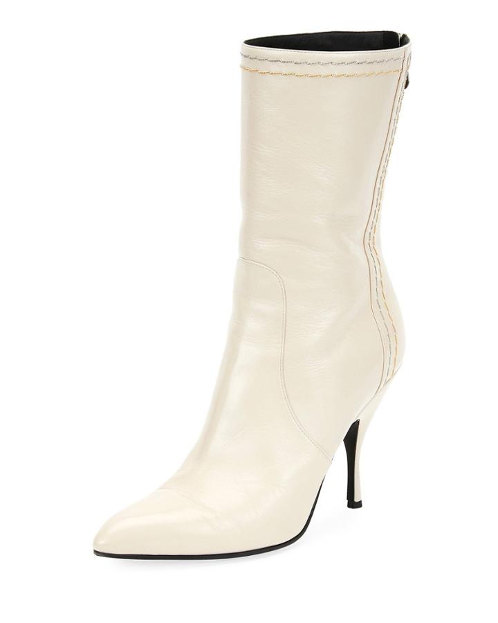 Leather Zip Stitched Booties