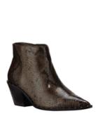 Snake-print Leather Ankle Booties
