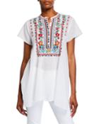 Liesse Embroidered Short-sleeve Top