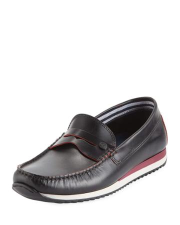 Men's Adrian Striped Slip-on Penny Loafer, Red/black
