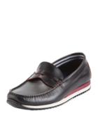 Men's Adrian Striped Slip-on Penny Loafer, Red/black