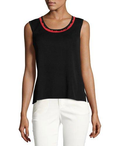 Scoop-neck Knit Tank, Red/black