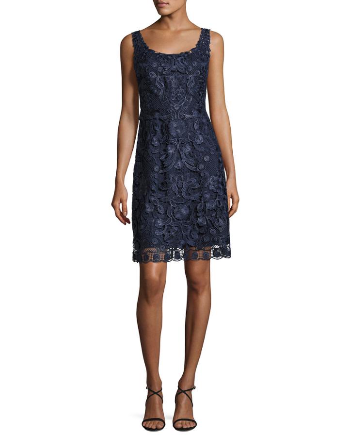 Carrie Sleeveless Embroidered Floral Cocktail Dress