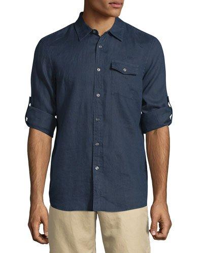 Linen Tab-sleeve Sport Shirt,