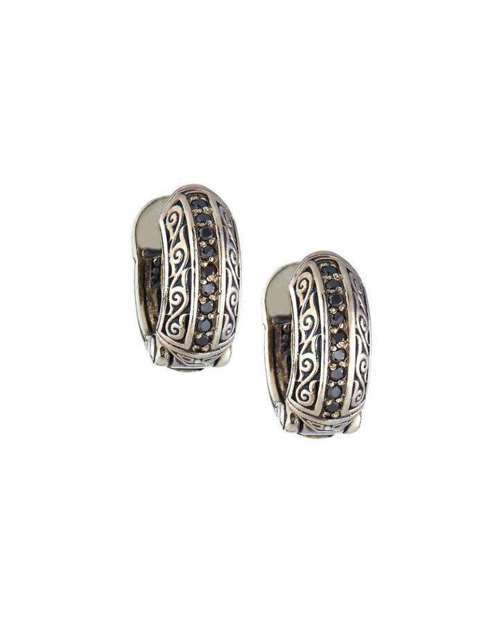 Black Diamond Huggie Earrings