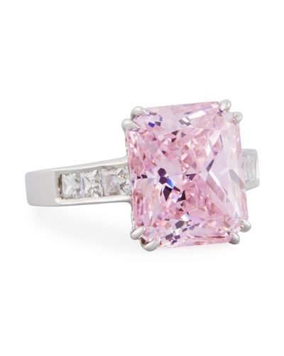 Emerald-cut Pink Cz Crystal Ring