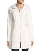 Hooded Zip-front Coat, Khaki
