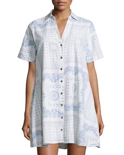 Cotton Shirtdress, Dirty White Bandana