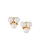 Pearl Cluster Earrings In 14k Yellow Gold,