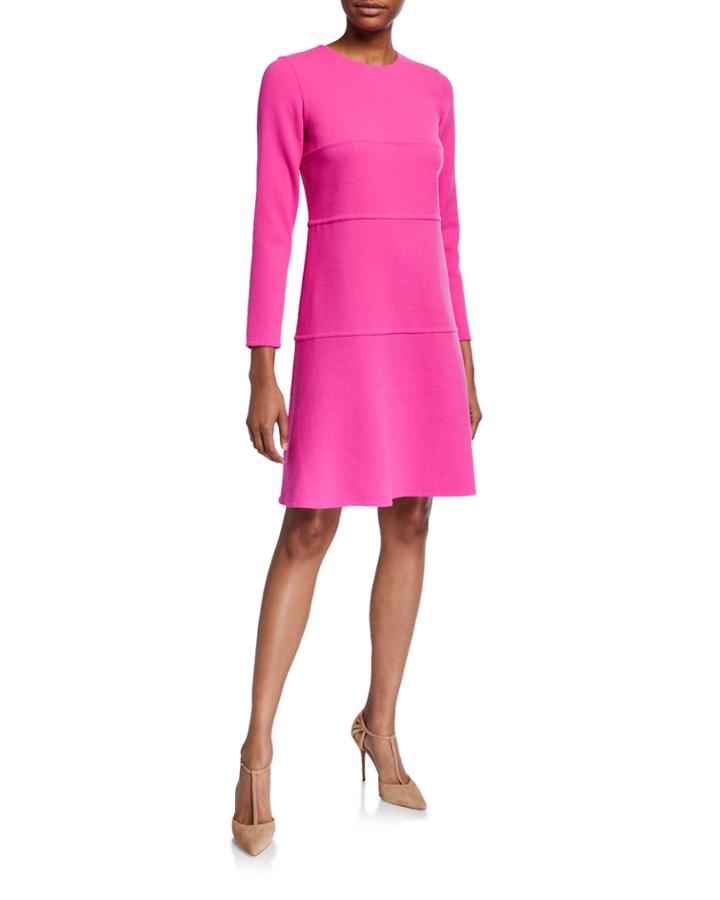 Jewel-neck Seamed A-line Dress