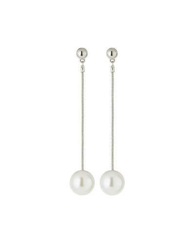 Chain Drop Earrings W/ Simulated Pearls,
