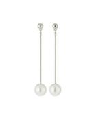 Chain Drop Earrings W/ Simulated Pearls,