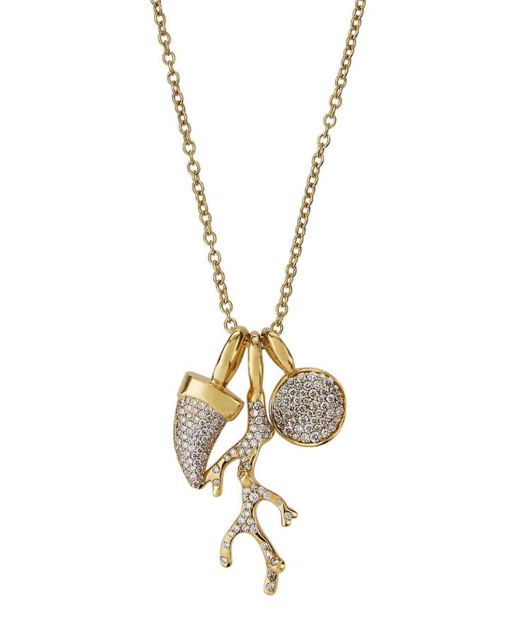 18k Glamazon Stardust Pave Charm Cluster Necklace