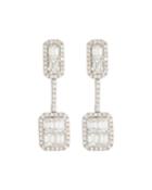 18k White Gold Emerald-cut Diamond Earrings