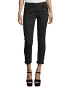 Studded Paisley Skinny Jeans, Black/brown