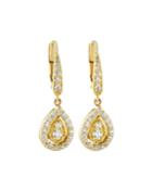 Small 18k Gold Prong Diamond Pear Drop Earrings