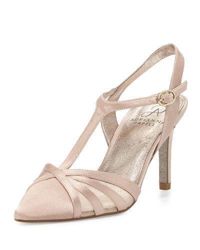 Heidi Pointed-toe Satin Pump, Nude