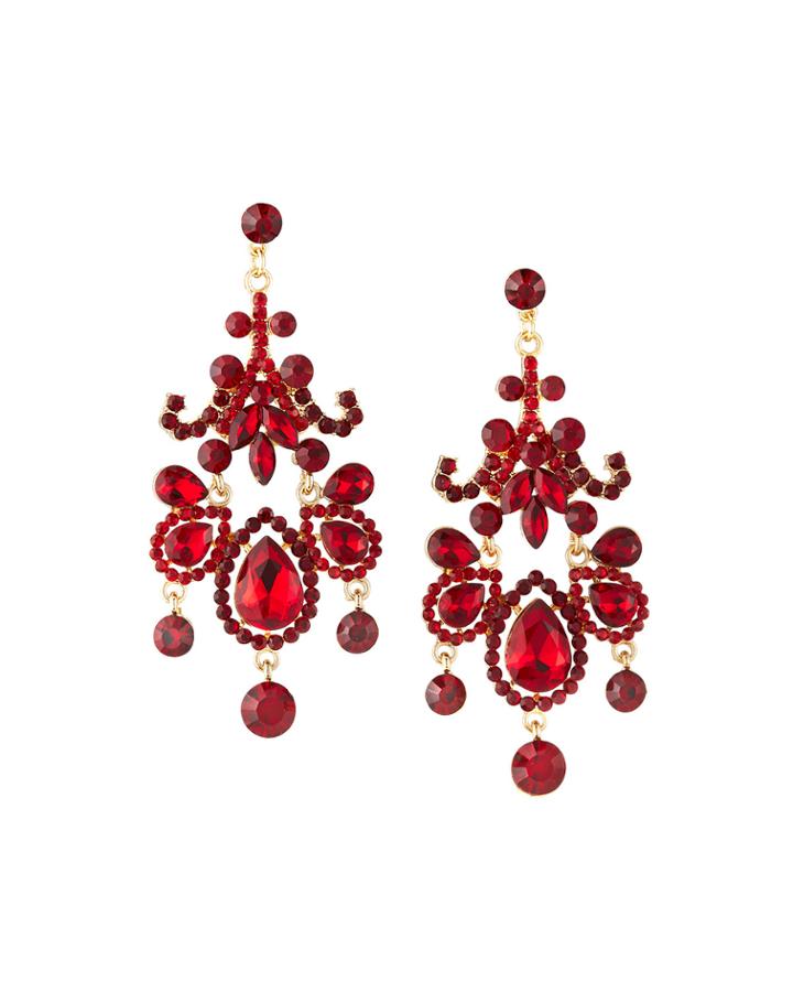 Chandelier Crystal Earrings, Red