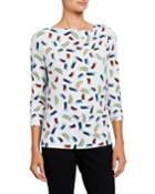 Paintbrush Stroke-print Draped Top