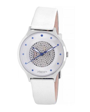 Orstead Quartz Swarovski Crystal White Leather