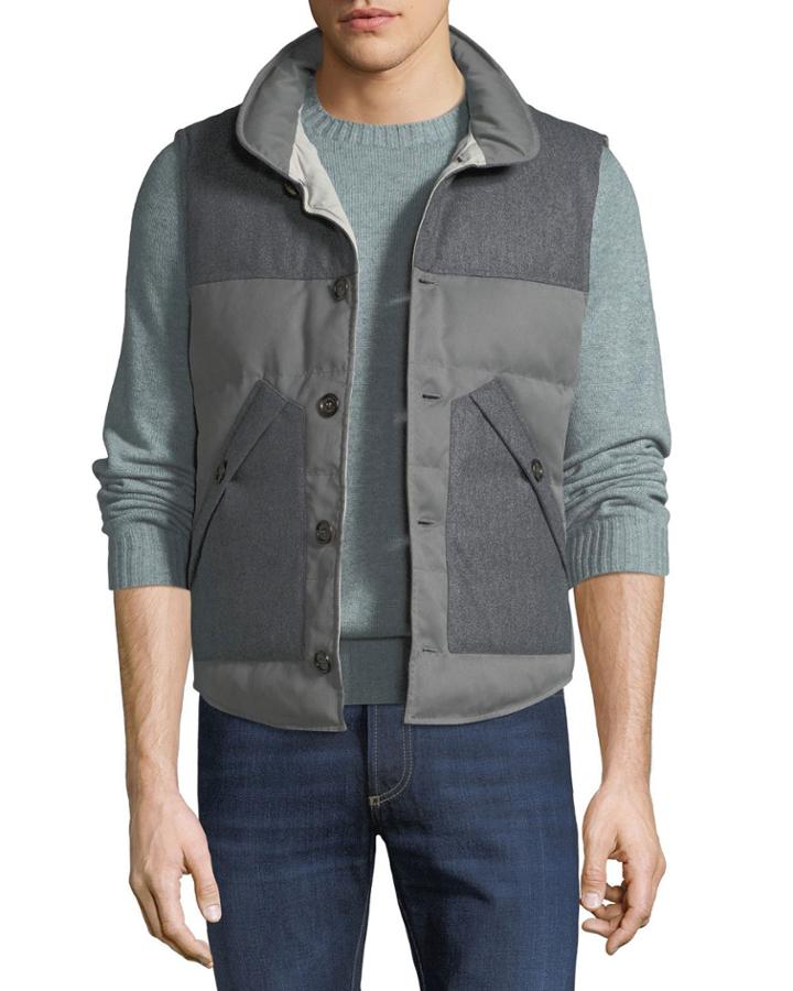 Men's Bi-material Goose Down Vest Jacket