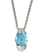 Estate 18k White Gold Diamond & Topaz Necklace