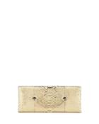 Python Chain Clutch Bag, White Gold