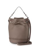 Miranda Whipstitch Leather Bucket Bag, Dark Taupe