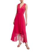 Faux Wrap Chiffon High-low