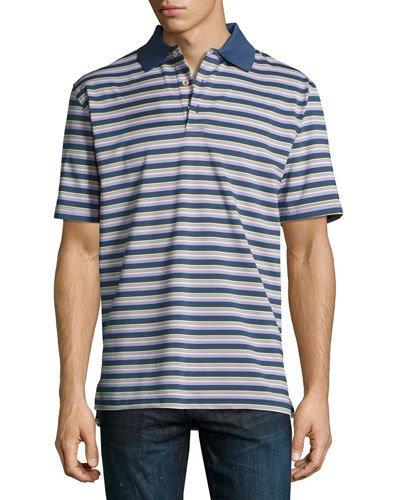 Convention Striped Polo Shirt, Dark Blue