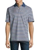 Convention Striped Polo Shirt, Dark Blue