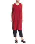 Scoop-neck Sleeveless Silk Oversized Tunic