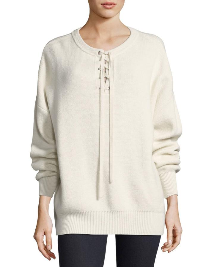 Lace-up Ribbed Pullover