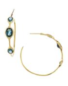 Three-stone Blue Topaz Hoop Earrings