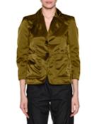Salvia Quilted Button-front Blazer Jacket