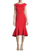 Midi Drop-waist Cocktail Dress, Red
