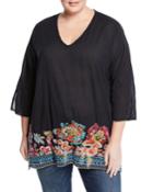 Araxi Floral-embroidered Tunic Top,